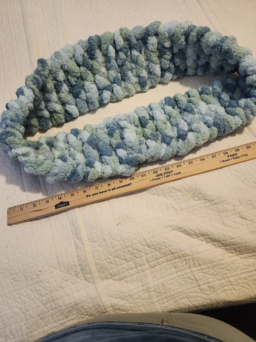 Soft Chunky Knit Scarf Wrap in Light Blue & Sage